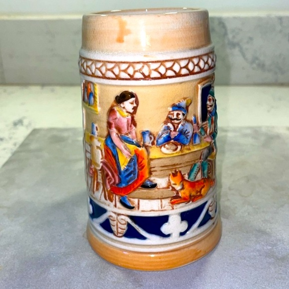 Vintage Lot of 3 Beer Steins Made in Occupied Japan Tavern Dog Mountain Scenes - Picture 4 of 16